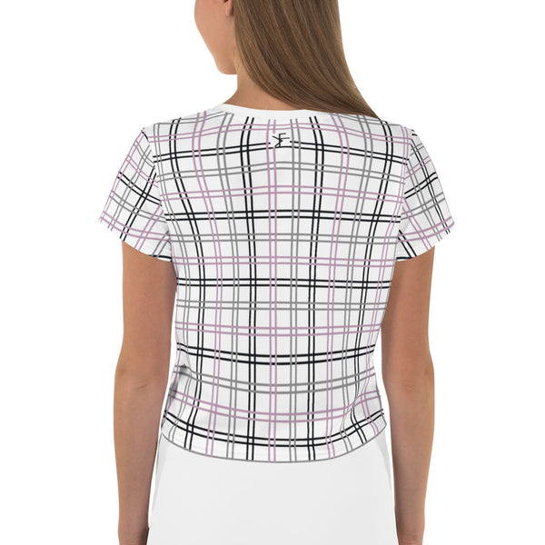 Classic Check Black, Grey & Mauve Double Line Crop Tee