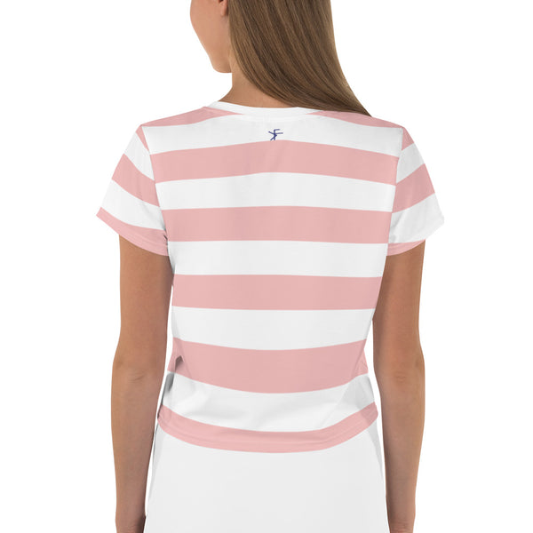 Pink & White Stripe Crop Tee