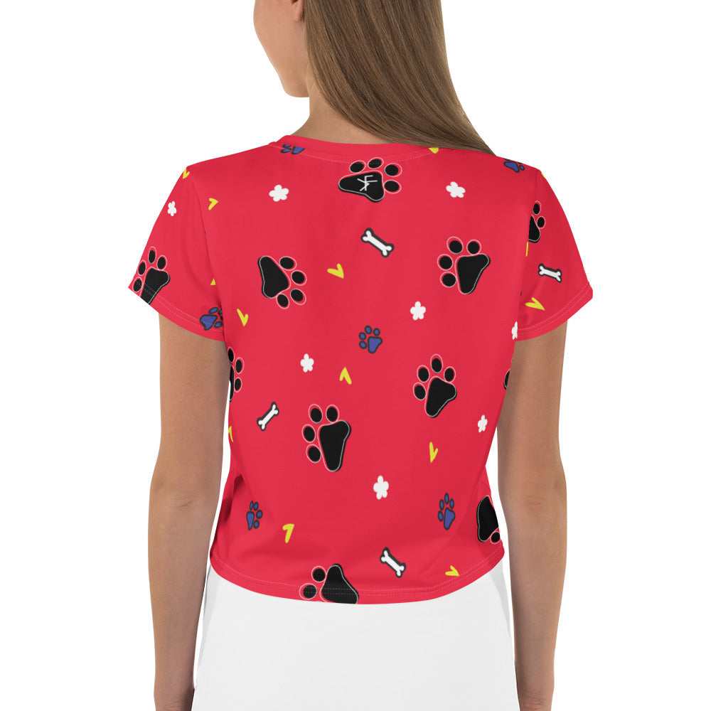 rulle glide romantisk Black Paw Doggy Print with Crimson Red Crop Tee – Kave Fern