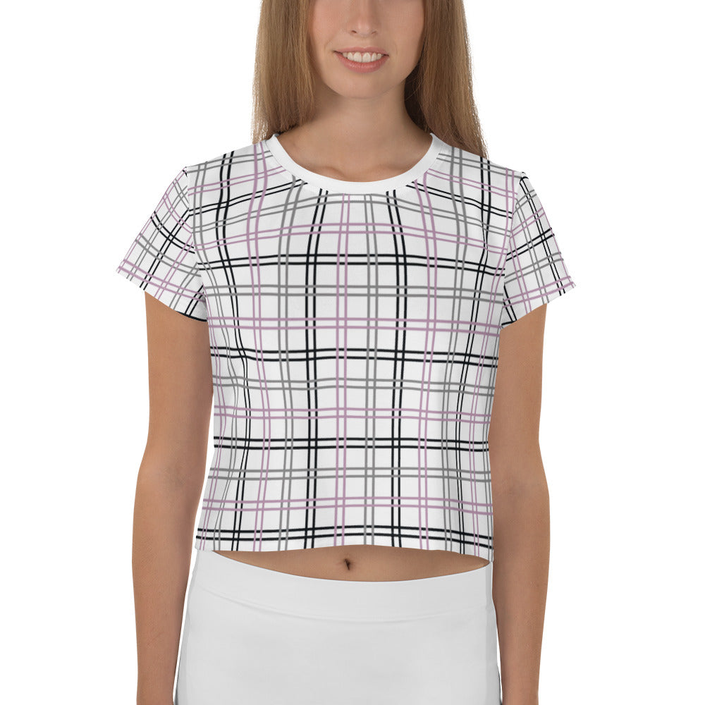 Classic Check Black, Grey & Mauve Double Line Crop Tee