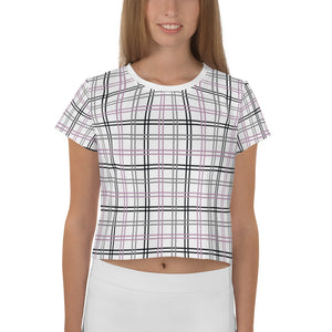 Classic Check Black, Grey & Mauve Double Line Crop Tee