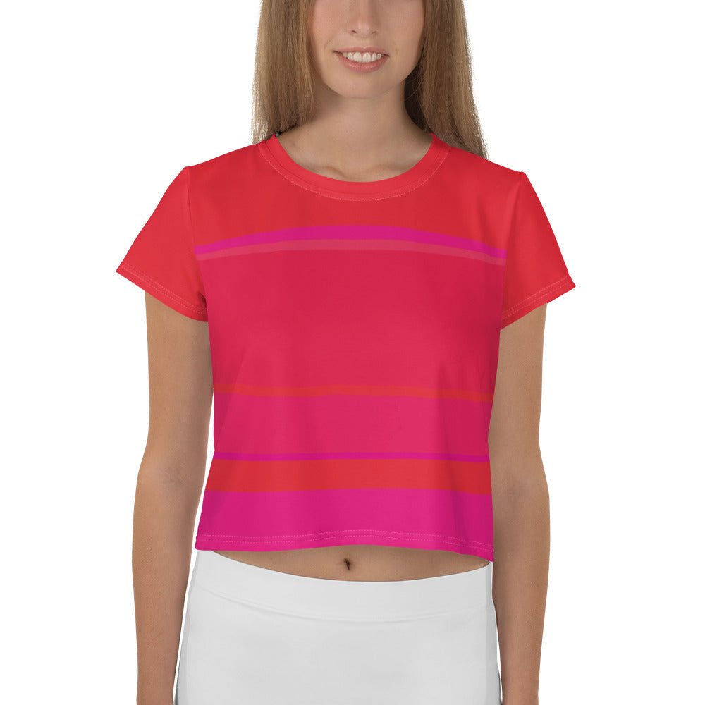 Color Twist Red Rose Crop Tee