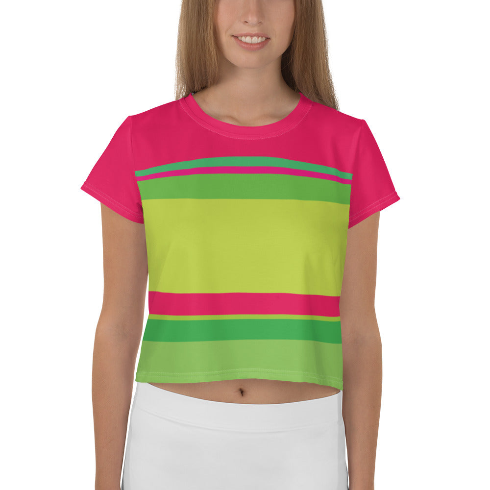 Color Twist Green & Red Crop Tee