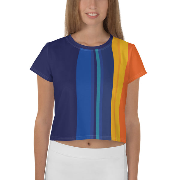 Color Twist Vertical Line Crop Tee