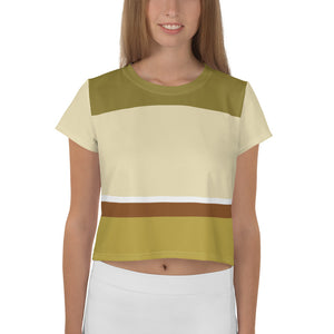 Color Twist Olive Horizontal Line Crop Tee