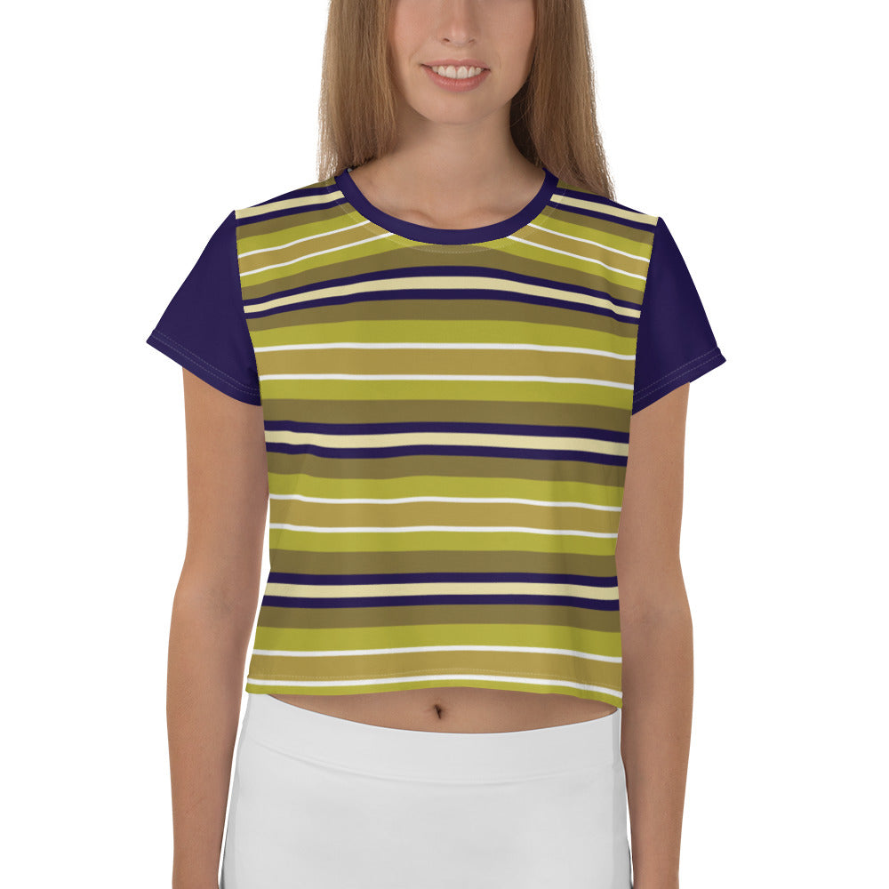 Stripe Olive Crop Tee