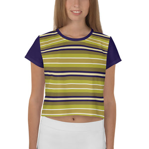 Stripe Olive Crop Tee