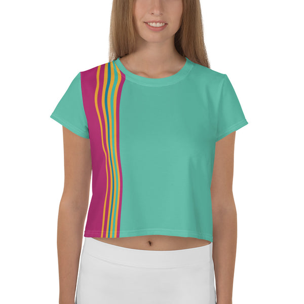 Multicolor Vertical line Crop Tee