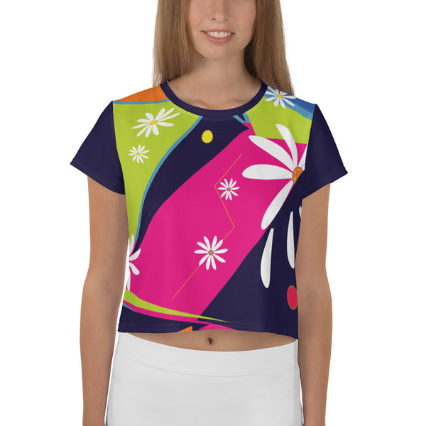 Colourful Daisies Crop Tee