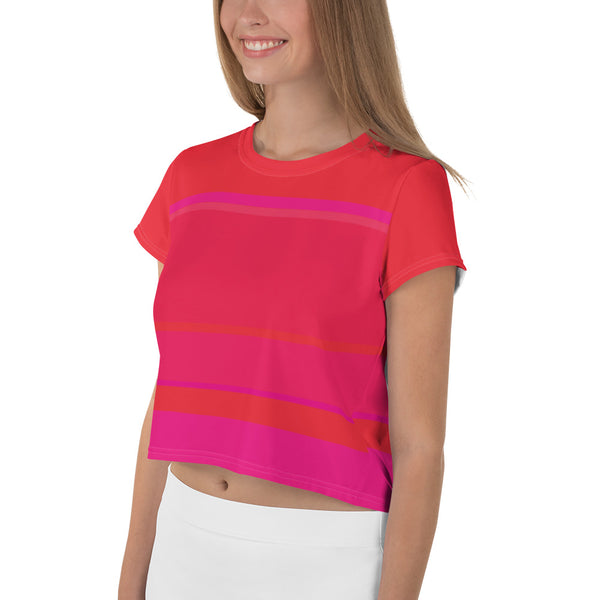 Color Twist Red Rose Crop Tee