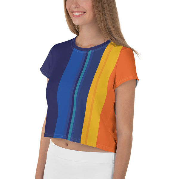 Color Twist Vertical Line Crop Tee