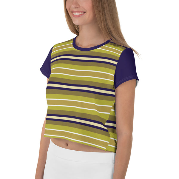 Stripe Olive Crop Tee