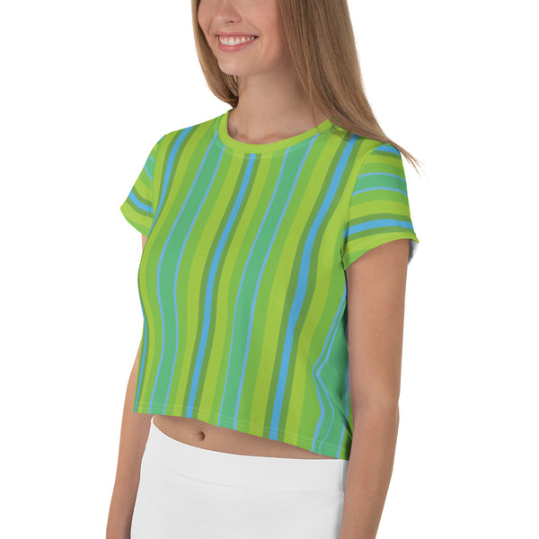 Stripe Green Crop Tee