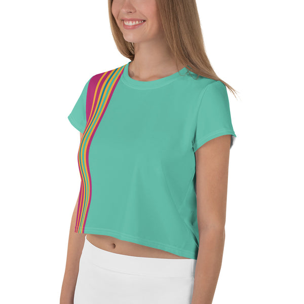 Multicolor Vertical line Crop Tee