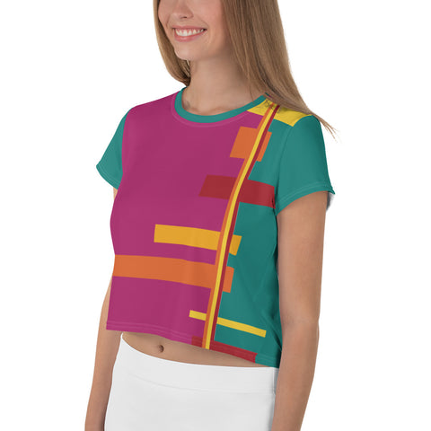 Horizontal Lines Design Crop Tee