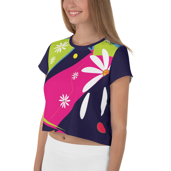 Colourful Daisies Crop Tee