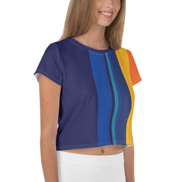 Color Twist Vertical Line Crop Tee