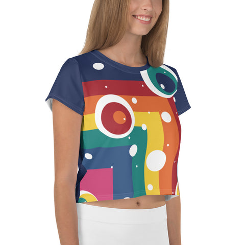 Multicolor Design Crop Tee