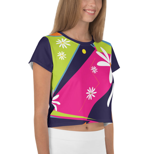 Colourful Daisies Crop Tee